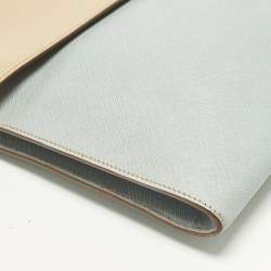 Pre Owned Prada Envelope Beige/Light Blue Saffiano Bicolo Leather Document Case