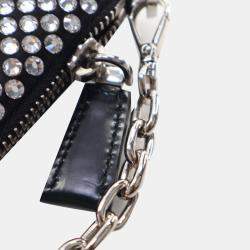 Pre Owned Prada Crystal Triangle Small Satin Shoulder Bag