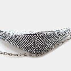 Pre Owned Prada Crystal Triangle Small Satin Shoulder Bag