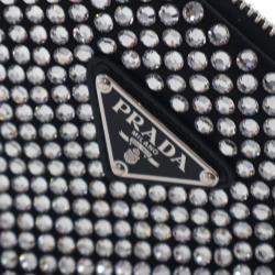 Pre Owned Prada Crystal Triangle Small Satin Shoulder Bag