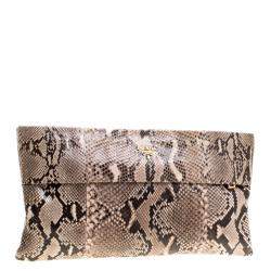 Pre Owned Prada Beige Python Clutch