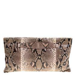 Pre Owned Prada Beige Python Clutch