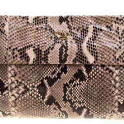 Pre Owned Prada Beige Python Clutch