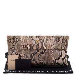 Pre Owned Prada Beige Python Clutch
