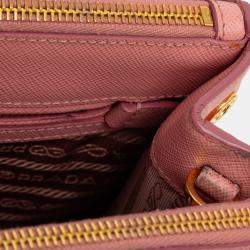 Pre Owned حقيبة برادا غاليريا صغيرة جلد فاخرة سافيانيو وردي سحاب مزدوج