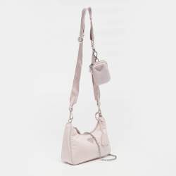 Pre Owned Prada Re-Edition 2005 Light Pink Nylon Shoulder Bag