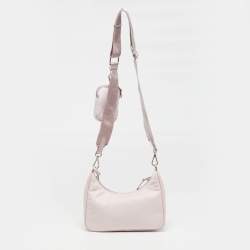 Pre Owned Prada Re-Edition 2005 Light Pink Nylon Shoulder Bag
