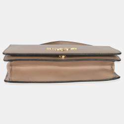 Pre Owned Prada Lux Logo Chain Flap Small Cammeo Saffiano Leather Shoulder Bag