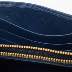 مملوكة مسبقًا Prada Navy Blue Vitello Move Leather Wallet On Chain