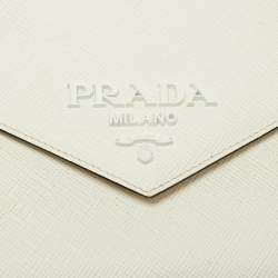 Pre Owned Prada Monochrome Off White Saffiano Leather Top Handle Bag