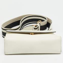 Pre Owned Prada Monochrome Off White Saffiano Leather Top Handle Bag