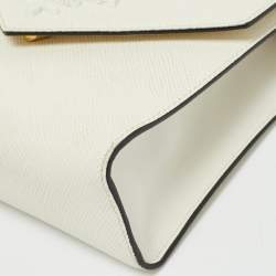 Pre Owned Prada Monochrome Off White Saffiano Leather Top Handle Bag