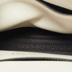 Pre Owned Prada Monochrome Off White Saffiano Leather Top Handle Bag