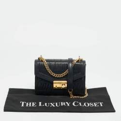 Pre Owned Prada Black Gaufre Leather Chain Shoulder Bag