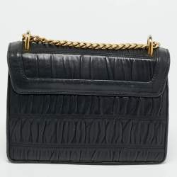 Pre Owned Prada Black Gaufre Leather Chain Shoulder Bag
