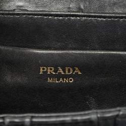 Pre Owned Prada Black Gaufre Leather Chain Shoulder Bag
