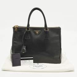 Pre Owned Prada Double Zip Large Black Saffiano Lux Leather Tote