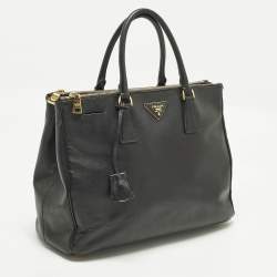 Pre Owned Prada Double Zip Large Black Saffiano Lux Leather Tote