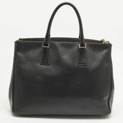 Pre Owned Prada Double Zip Large Black Saffiano Lux Leather Tote