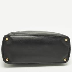 Pre Owned Prada Double Zip Large Black Saffiano Lux Leather Tote