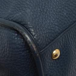 Pre Owned Prada Vitello Daino Blue Leather Satchel