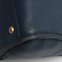 Pre Owned Prada Vitello Daino Blue Leather Satchel