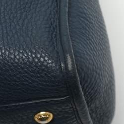 Pre Owned Prada Vitello Daino Blue Leather Satchel