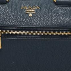 Pre Owned Prada Vitello Daino Blue Leather Satchel