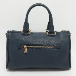 Pre Owned Prada Vitello Daino Blue Leather Satchel