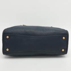 Pre Owned Prada Vitello Daino Blue Leather Satchel