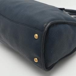 Pre Owned Prada Vitello Daino Blue Leather Satchel