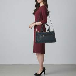 Pre Owned Prada Vitello Daino Blue Leather Satchel