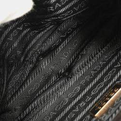 Pre Owned Prada Black Leather Metal Grommet Handbag