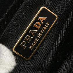 Pre Owned Prada Black Leather Metal Grommet Handbag