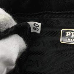Pre Owned Prada Black Leather Metal Grommet Handbag