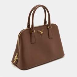 Pre Owned Prada Promenade Medium Brown Saffiano Leather Satchel
