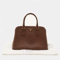 Pre Owned Prada Promenade Medium Brown Saffiano Leather Satchel