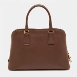 Pre Owned Prada Promenade Medium Brown Saffiano Leather Satchel