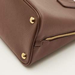 Pre Owned Prada Promenade Medium Brown Saffiano Leather Satchel