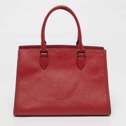 Pre Owned حقيبة يد برادا جلد سافيانو فاخر أحمر