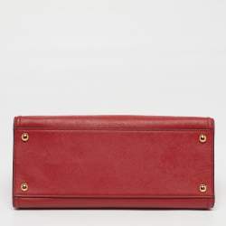 Pre Owned حقيبة يد برادا جلد سافيانو فاخر أحمر