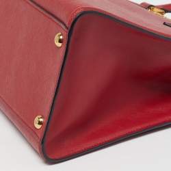 Pre Owned حقيبة يد برادا جلد سافيانو فاخر أحمر