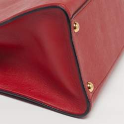 Pre Owned حقيبة يد برادا جلد سافيانو فاخر أحمر