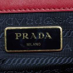 Pre Owned حقيبة يد برادا جلد سافيانو فاخر أحمر