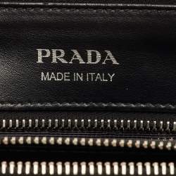 Pre Owned Prada Double Zip Black Diagramme Quilted Leather Tote