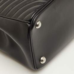 Pre Owned Prada Double Zip Black Diagramme Quilted Leather Tote