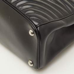 Pre Owned Prada Double Zip Black Diagramme Quilted Leather Tote