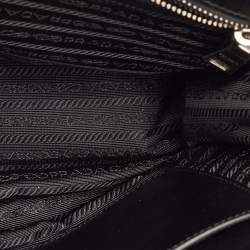 Pre Owned Prada Double Zip Black Diagramme Quilted Leather Tote