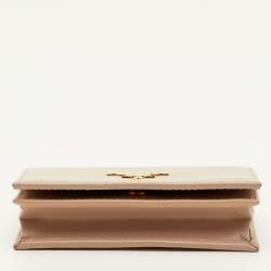 Pre Owned Prada Beige Saffiano Metal Leather Card Holder
