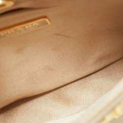 Pre Owned Prada Cleo Gold Crystals Studded Satin Shoulder Bag